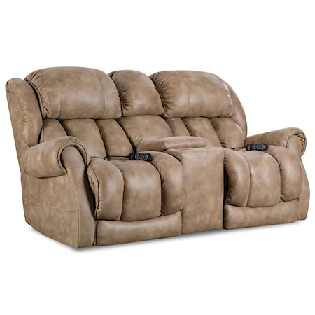 Casual Power Reclining Console Loveseat with Cup Holders